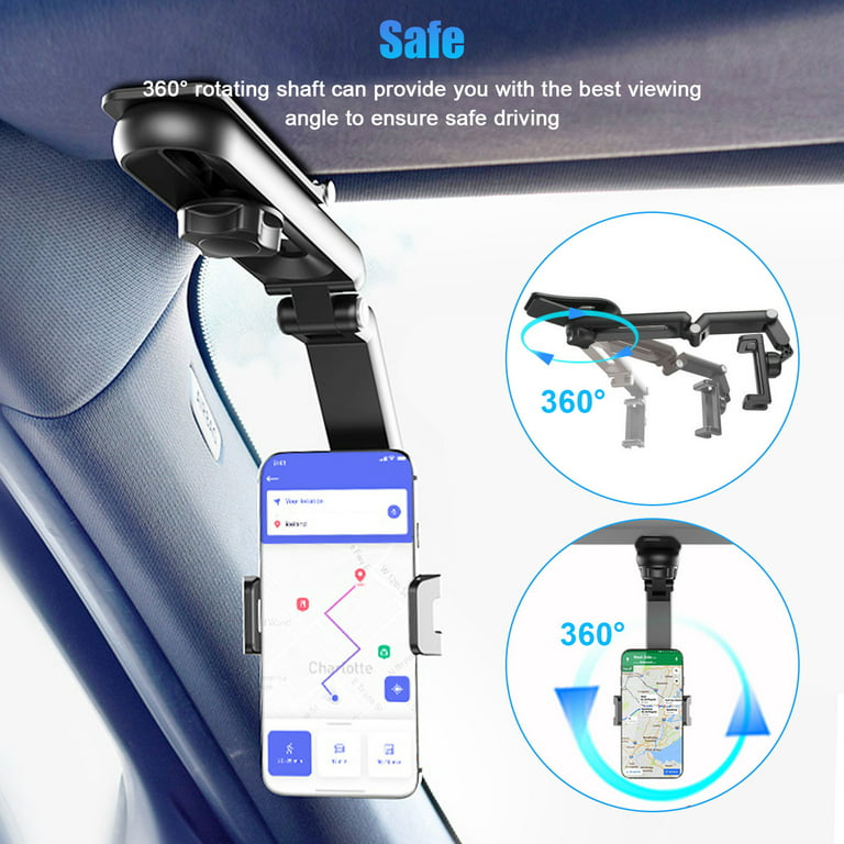 Car Phone Holder, TSV Cell Phone Mount for Rearview Mirror, Universal Phone  Stand Fits for iPhone 