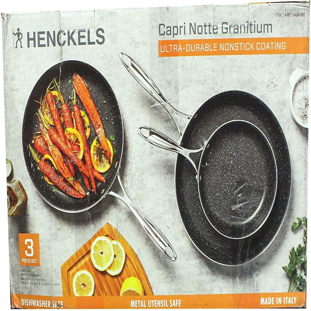 Henckels Capri Notte Granitium 3-piece Fry Pan Set Oven and Dishwasher Safe 