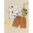 thumbnail image 5 of vera natura Baby Boy Summer Outfits Short Sleeve Dinosaur Leaf Print T-Shirt + Pocket Shorts Set, 5 of 9