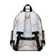 thumbnail image 3 of White Rose Gold Marble Pattern Backpack for School,Cute School Bag,Schoolbag with Adjustable Shoulder Straps & Padded Back,15.25"x11.5"x5.25", 3 of 5