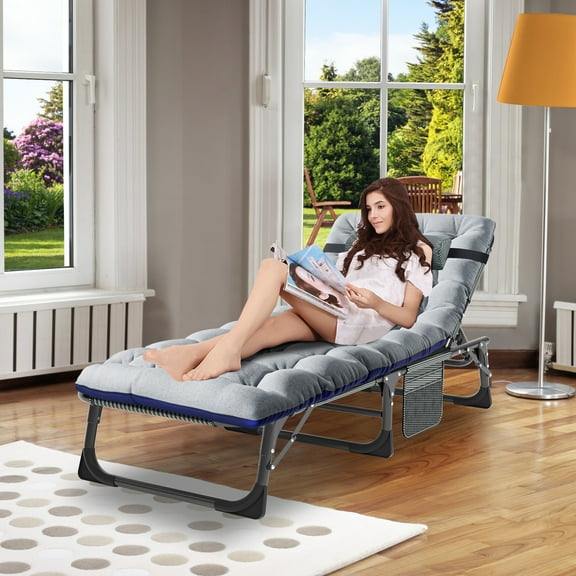 NAIZEA XL Folding Bed Cot with 3.3 Inch 2 Sided Mattress, 75"* 28" Folding Sleeping Cot Guest Bed, Folding Camping Cots with Carry Bag