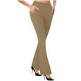 thumbnail image 6 of CQONEPT Womens Fleece Lined Yoga Pants Tummy Control Casual Dress Pants Flared Business Work Fall Winter Trousers Khaki XL, 6 of 6
