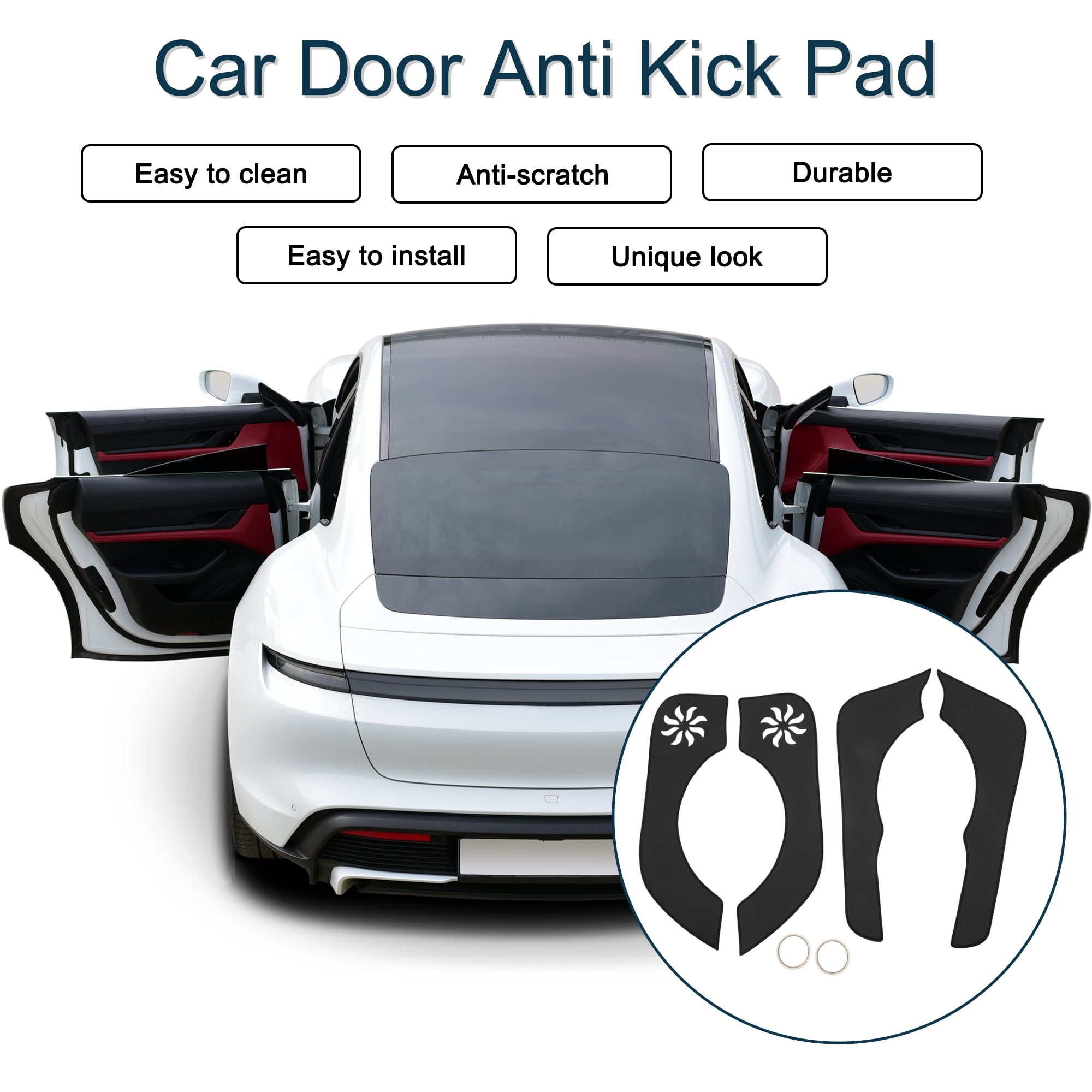 Unique Bargains Leather Car Door Anti Kick Pad Sticker for Honda CRV 2012-2016 Door Side Edge Guard Protector Interior Accessories Black 1 Set