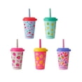thumbnail image 1 of REDUCE los vasos portátiles GoGo's Kids con tapas y pajitas a prueba de derrames - Paquete de 5 vasos apilables de 12 oz con tapas giratorias - Fácil almacenamiento, apto para lavavajillas - Fruity Cu, 1 of 7