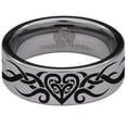 thumbnail image 2 of Tribal Heart Tungsten Carbide Wedding Ring, 2 of 9