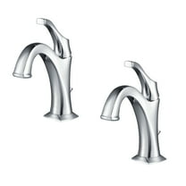 KRAUS Arlo Chrome Single Handle Basin Bathroom Faucet with Lift Rod Drain and Deck Plate (2-Pack)