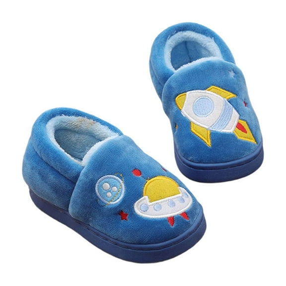 Utlike Toddler Slippers Winter House Slippers Boys Cozy Animal Themed Closed Back Shoes Warm Shoes For Kids Indoor Outdoor Soft Sole Non Round Toe Animal Slipper Size 4.5Y-5Y