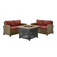 thumbnail image 2 of Crosley Furniture Bradenton 3Pc Patio Fabric Fire Pit Sofa Set in Brown/Red, 2 of 9