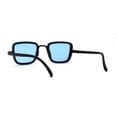 thumbnail image 2 of Mens Retro Rectangle Color Lens Hippie Plastic Sunglasses Black Blue, 2 of 4