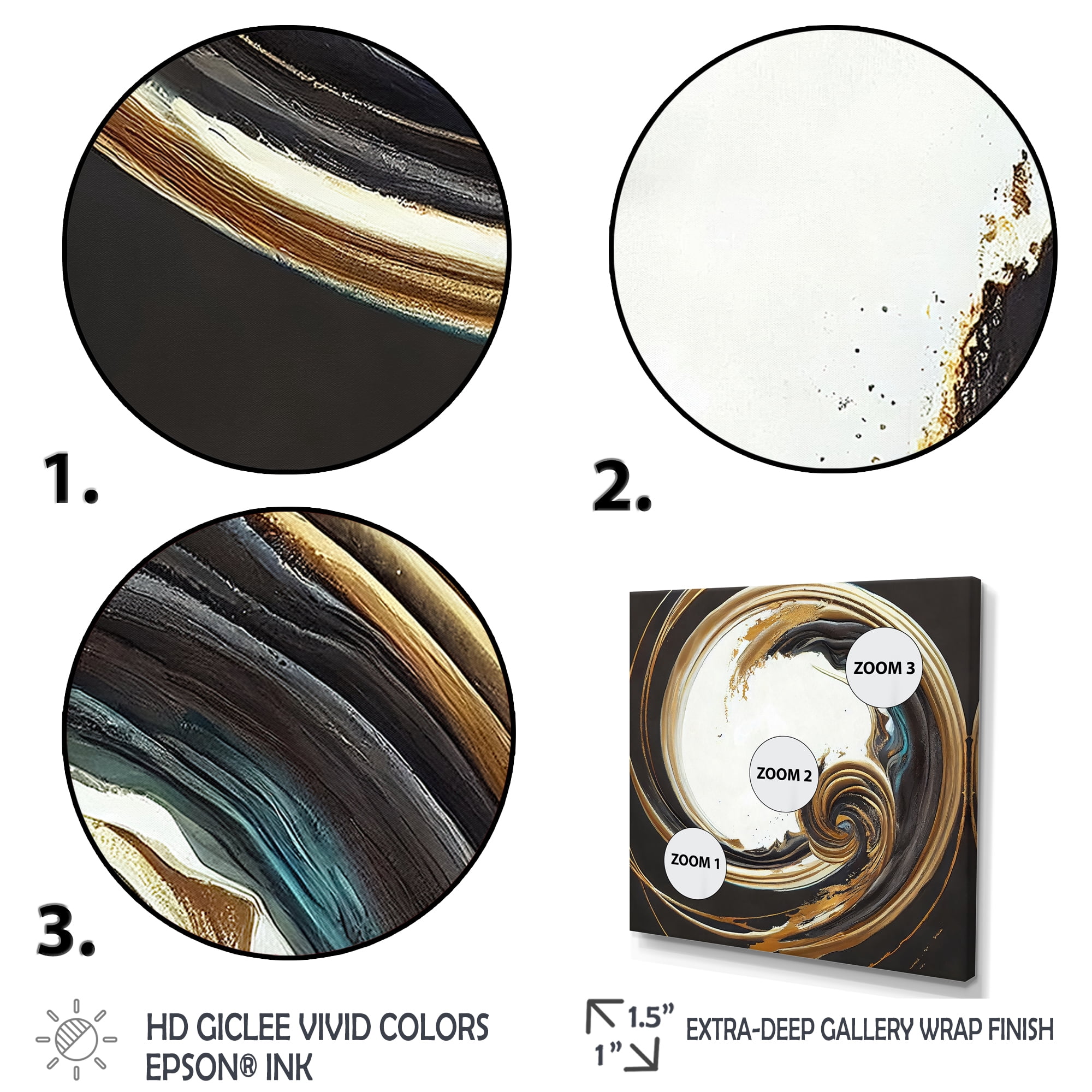 Designart Gold Glamour Circle 1 III Canvas Wall Art