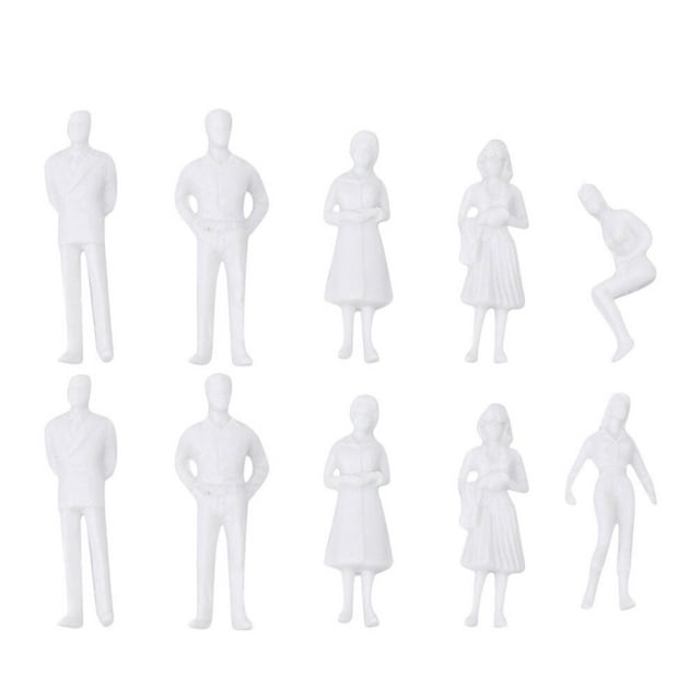 unbranded 10Pcs Mini White People Figures Plastic for Students Lifelike Models for Architectural Building