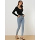 thumbnail image 3 of Camiseta Corta Casual para Mujer con Cuello en V y Mangas Largas con Cremallera Negro XL, 3 of 6