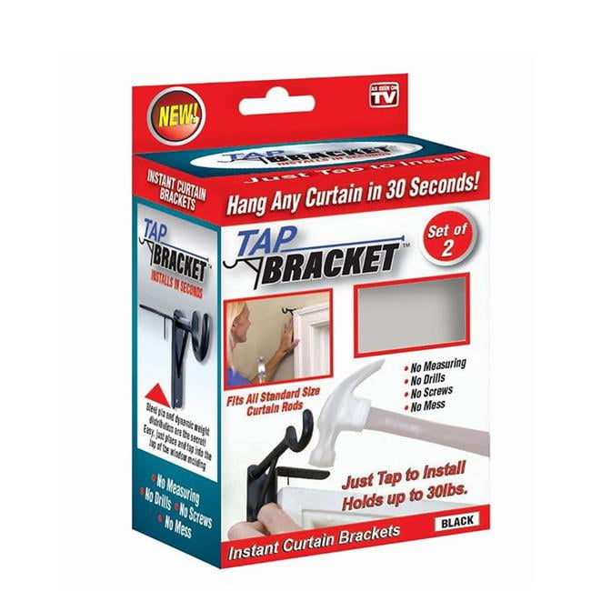 Spark Innovators Black Tap Bracket Curtain Rod Mounting Brackets, No