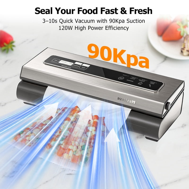 TINKLE WELL 6-in-1 Compact Vacuum Sealer Machine, Food Preservation System with Dry & Moist Modes, Includes 2 Bag Rolls + 5 Pre-Cut Bags, Cutter & ETL Listed, Sliver