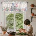 thumbnail image 6 of Gnomes Easter Rod Pocket Curtain Valance, Colorful Spring Floral Weeping Eggs Retro Art Farmhouse Window Valance for Living Room, Bedroom, Kitchen 54"W x 18"L, 6 of 9