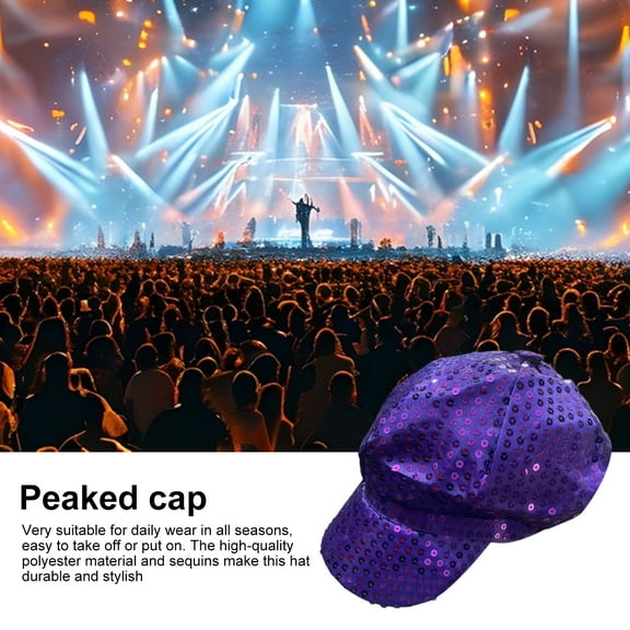 Glittery Sequin Peaked Cap Unisex Party Hat Sunscreen Long Brim for Adult And Children Stage Performance Cap Street Dance Headwear