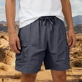 thumbnail image 2 of Besolor Men's Plus Size Cargo Shorts Wide Leg Elastic Waist Drawstring Casual Loose Workout Athletic Shorts with Pockets(5X-Large,Dark Gray), 2 of 7