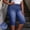 c01Blue, variant on LNWUY Women's Plus Size Faux Denim Capris Stretchy High Waisted Leggings Skinny Washed Distressed Capris with Pockets Yellow M