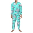 thumbnail image 3 of Fotbe Seashell And Starfish Pijama de Hombre con Estampado de Manga Larga, Conjunto de 2 Piezas, Ropa de Dormir Suave y Cómoda con Bolsillos-Small, 3 of 7