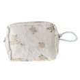 thumbnail image 1 of Bolsa de cosméticos con colgante de perla, bolsa de maquillaje portátil con cremallera, bolsa de maquillaje informal multifunción a la moda, color Beige, albaricoque Floral, 1 of 10