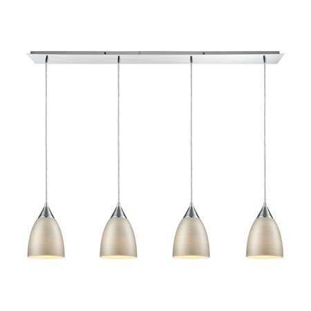 

Merida 4-Light Linear Pendant Fixture in Polished Chrome with Silver Linen Glass