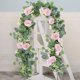 thumbnail image 5 of Guirnalda de flores artificiales de eucalipto con rosas, guirnalda de flores artificiales, enredadera de rosas falsas para centro de mesa, camino de mesa, decoración de fondo de pared, 5 of 7