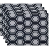 Simply Daisy 18" x 14" Hex Appeal Geometric Print Placemats, Set of 4