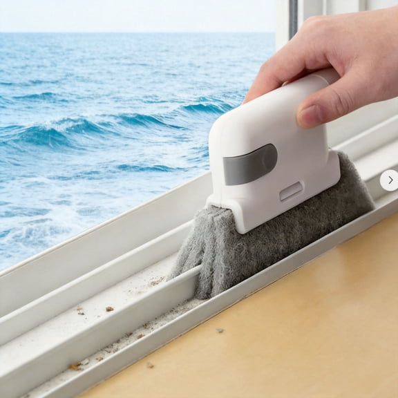 Window and Door Gap Cleaning Tool Brush, with Replaceable Brush Head and Built-in Scraper, Reusable