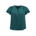 thumbnail image 4 of DARING DIVA Women's Plus Ruffle Sleeve V Neck Button Decor Blouse 4X Teal, 4 of 5