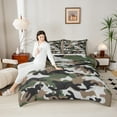 thumbnail image 4 of Castle Fairy Brown Green Black Camo Bedding Comforter Set 2pcs for Children Teens Adults,Vintage Camouflage Twin Comforter Sets Microfiber,Abstract Geometric Breathable Bedding Set, 4 of 8