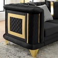 thumbnail image 5 of 89" Black Velvet 3-Seater Sofa Couch with Gold Stainless Steel Trim, Tufted Victorian Mid Century Modern Living Room Seating, 5 of 9