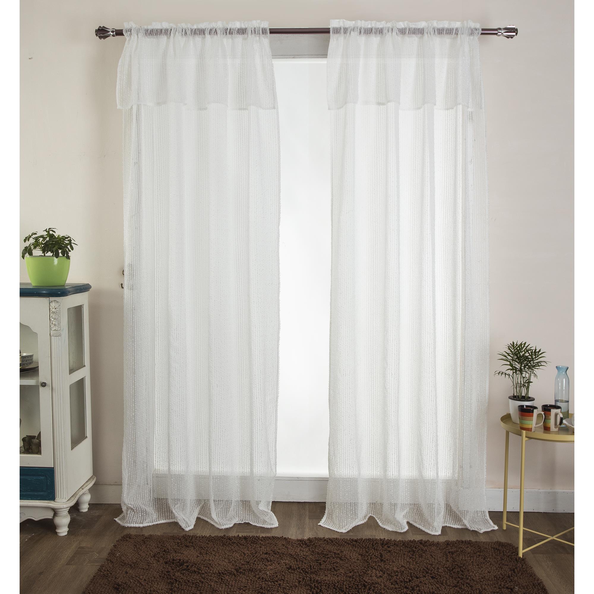 Karma Clipped Doily 54 x 90 in. Rod Pocket Single Curtain Panel w