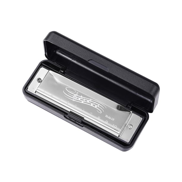 Armónica portátil de 10 agujeros y 20 tonos, regalo para adultos y niños (plata) Sywqhk Para Estrenar