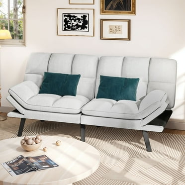 Uforic 70" Deep Futon Convertible Sofa Bed with Adjustable Backrest and Armrest, Cat-Scratch-Proof Fabric Sleeper Couch, Beige