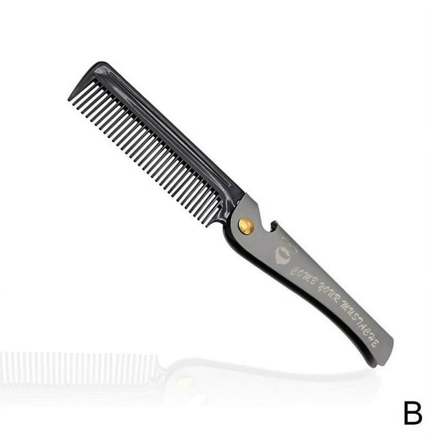 Steel Beard and Mustache Comb Folding Fine Pocket New