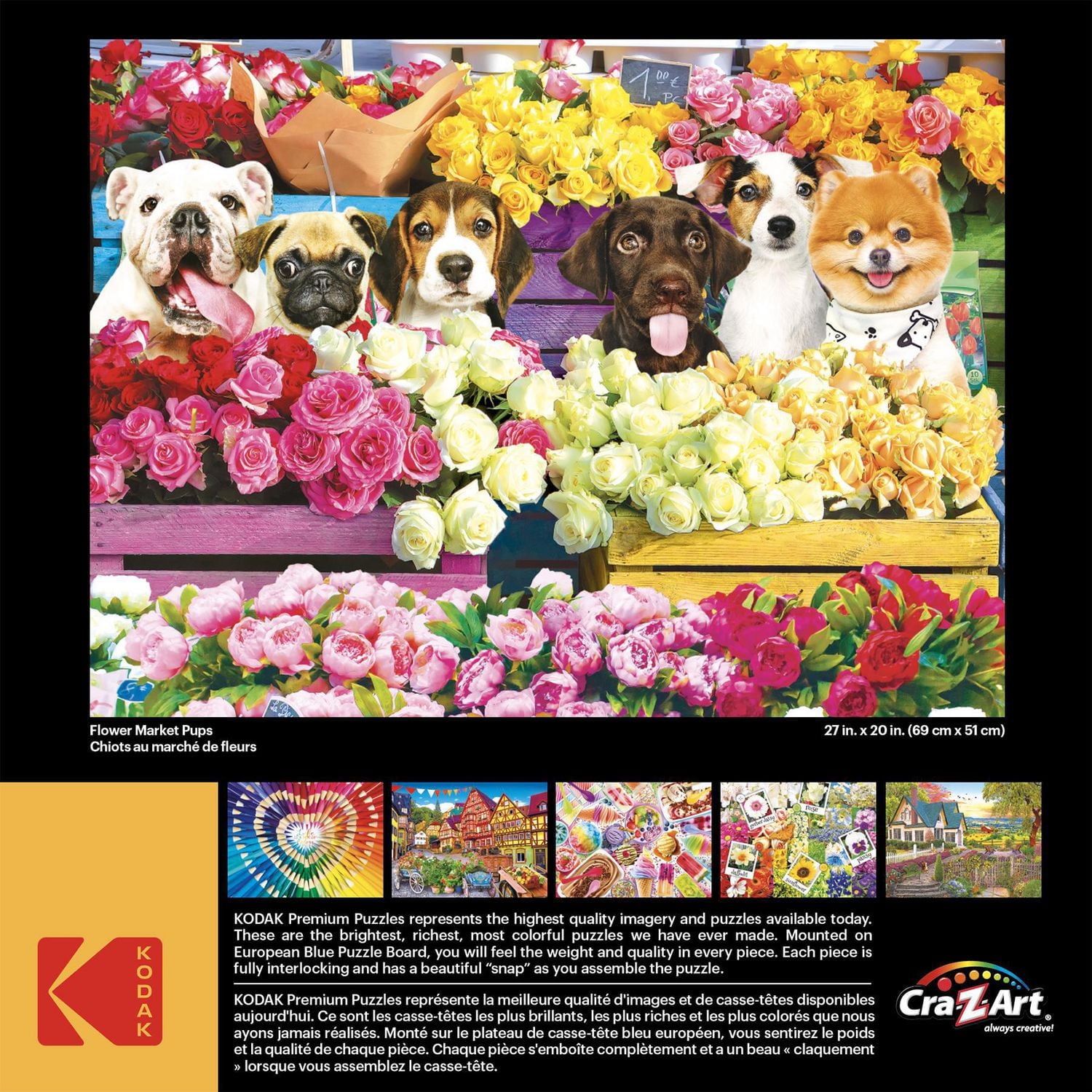 Kodak 1000 piece jigsaw puzzle - Flower Market Pups