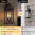thumbnail image 2 of Lawyettle 18" Outdoor Wall Sconce, 2-Light Waterproof Dusk to Dawn Exterior Lantern with Glass, Oil Rubbed Bronze Wall Light for Front Door Patio Porch, 2 of 10