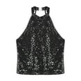 thumbnail image 5 of Hansber Girls Sparkling Halter Neck Jazz Dance Ballet Crop Top Sleeveless Tees for Cheerleading Black 14, 5 of 7