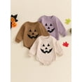 thumbnail image 3 of Caoirhny Baby Girls Boys Halloween Romper Casual Pumpkin Print Round Neck Long Sleeve Jumpsuit for Fall Winter, 3 of 9