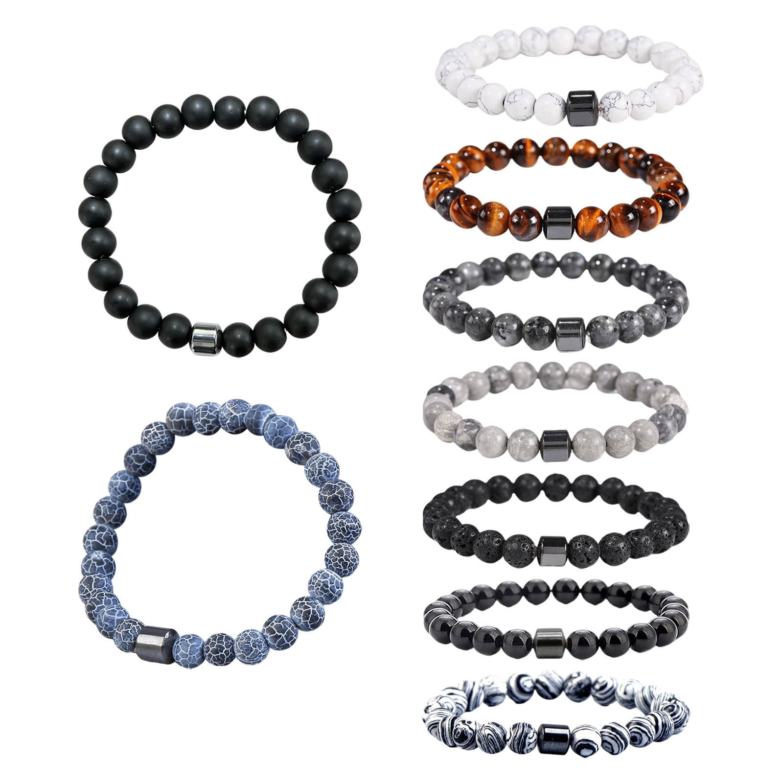 MojoFlow Magnetic Bracelet for Men - Natural Stones Handmade Bracelet with 800 Gauss Magnets, Lightweight & Stylish, Unisex Jewellery Gift