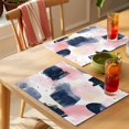 thumbnail image 4 of Navy Blue Pink Art Placemats Set of 12 Abstract Contemporary Luxury Place Mats Indoor Wipeable Table Mats Washable Cloth Dining Table Placemats for Kitchen Holiday Party Home Decor 13x19 Inch, 4 of 9