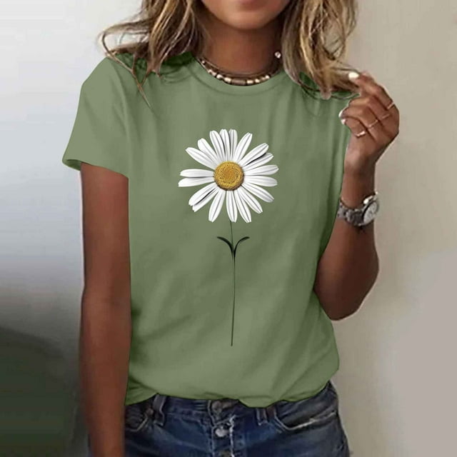 Ovbmpzd Hauts Tendance à Manches Courtes pour Femmes Été 2025 T-Shirts Graphiques Verts Amusants TG