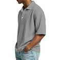 thumbnail image 4 of Dwellite Waffle Short Sleeve Men Polo Shirts Casual Big and Tall Fashion Collared Shirt Solid Color Golf Pullovers Gray S, 4 of 8