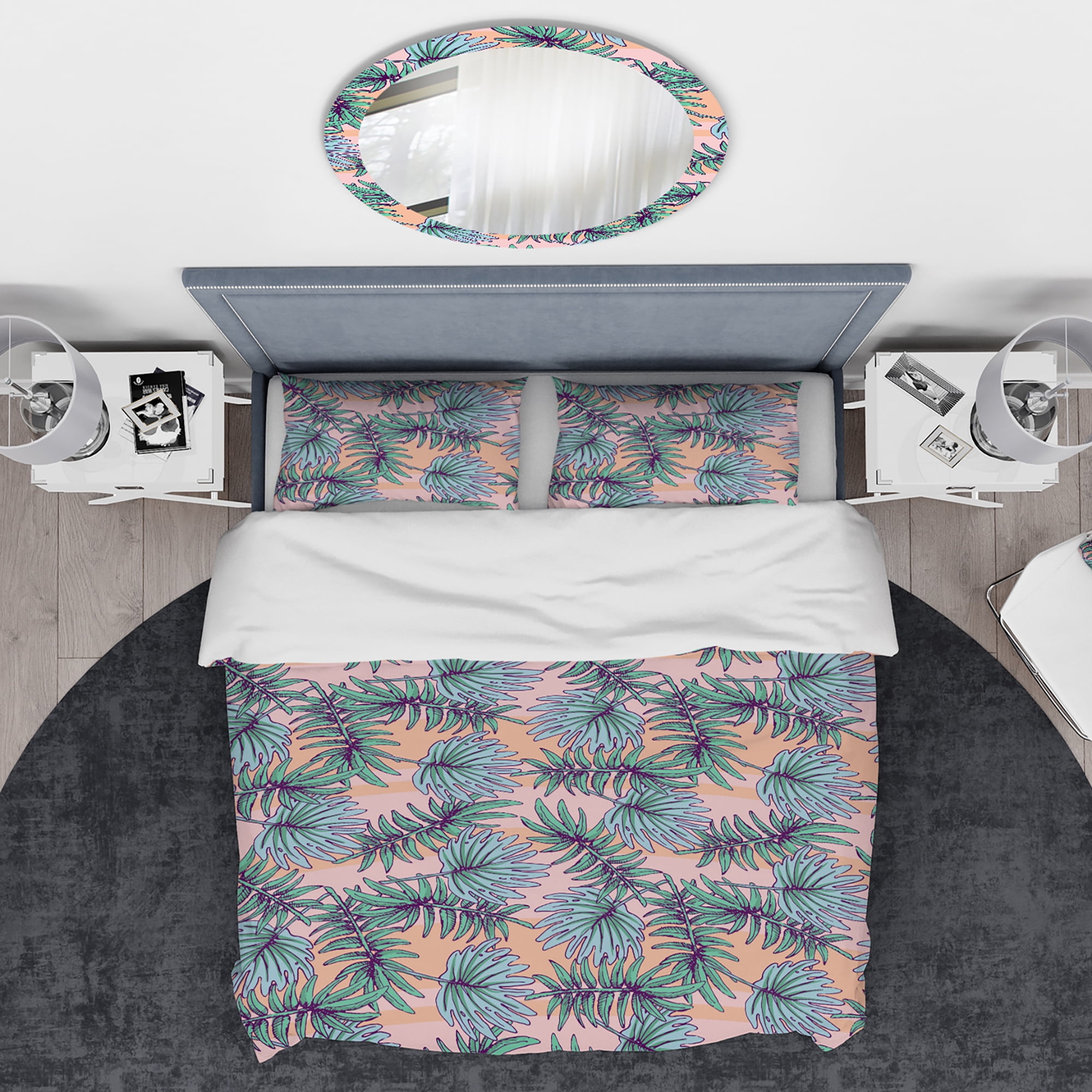 Designart 'Summer Colorful Hawaiian Pattern with Tropical Plants' Tropical Duvet Cover Set