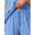 thumbnail image 5 of DARING DIVA Women's Soft Pajama Set Round Neck Rolled Cuffs Top with Shorts S Blue, 5 of 7