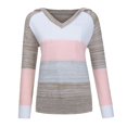 thumbnail image 6 of Hooded Sweater For Women Color Block Knit Pullover Long Sleeve V Neck Top For Weekend Wear And Casual Outfits, 6 of 9