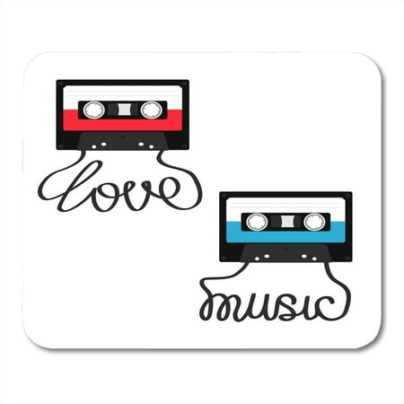 SIDONKU Plastic Audio Tape Cassette with Word Love Music Retro Recording 80S 90S Years Red Blue Color Flat Mousepad Mouse Pad Mouse Mat 9x10
