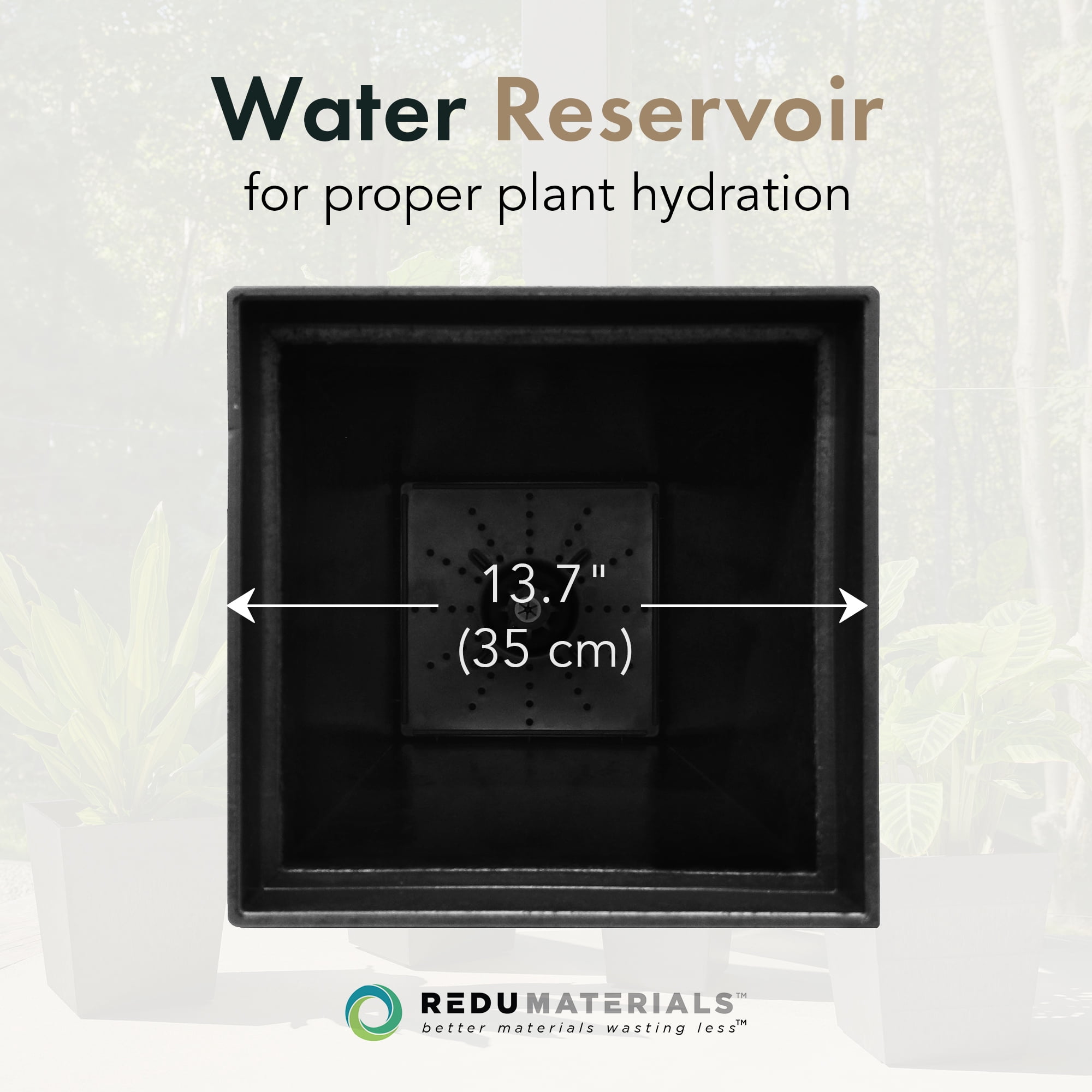 Tierra Verde Self Watering Symphony Square Planter, 15 x 28 Inches, Black
