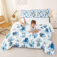 thumbnail image 3 of spefrowx Blue Octopus Starfish Full Size Comforter Sets for Kids, Watercolor Coral Sealife Bedding Comforter Set, Reversible, 3 Pieces, 1 Comforter and 2 Pillowcases, 3 of 6