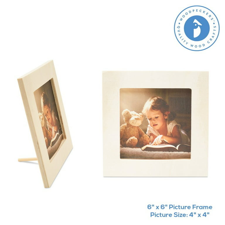 Unfinished Wooden Picture Frames for Crafts - Unfinished Wood Frames with Stand Make Your Own Picture Frames Paintable Frames Fits A 4x6 inch Photo